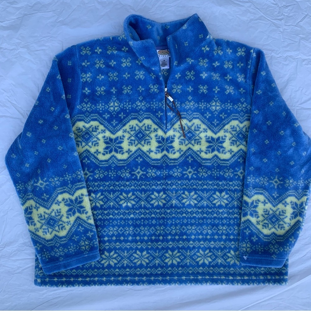 Y2K Super Cozy Pullover Blanket Jacket Snowflake Nordic Fair Isle